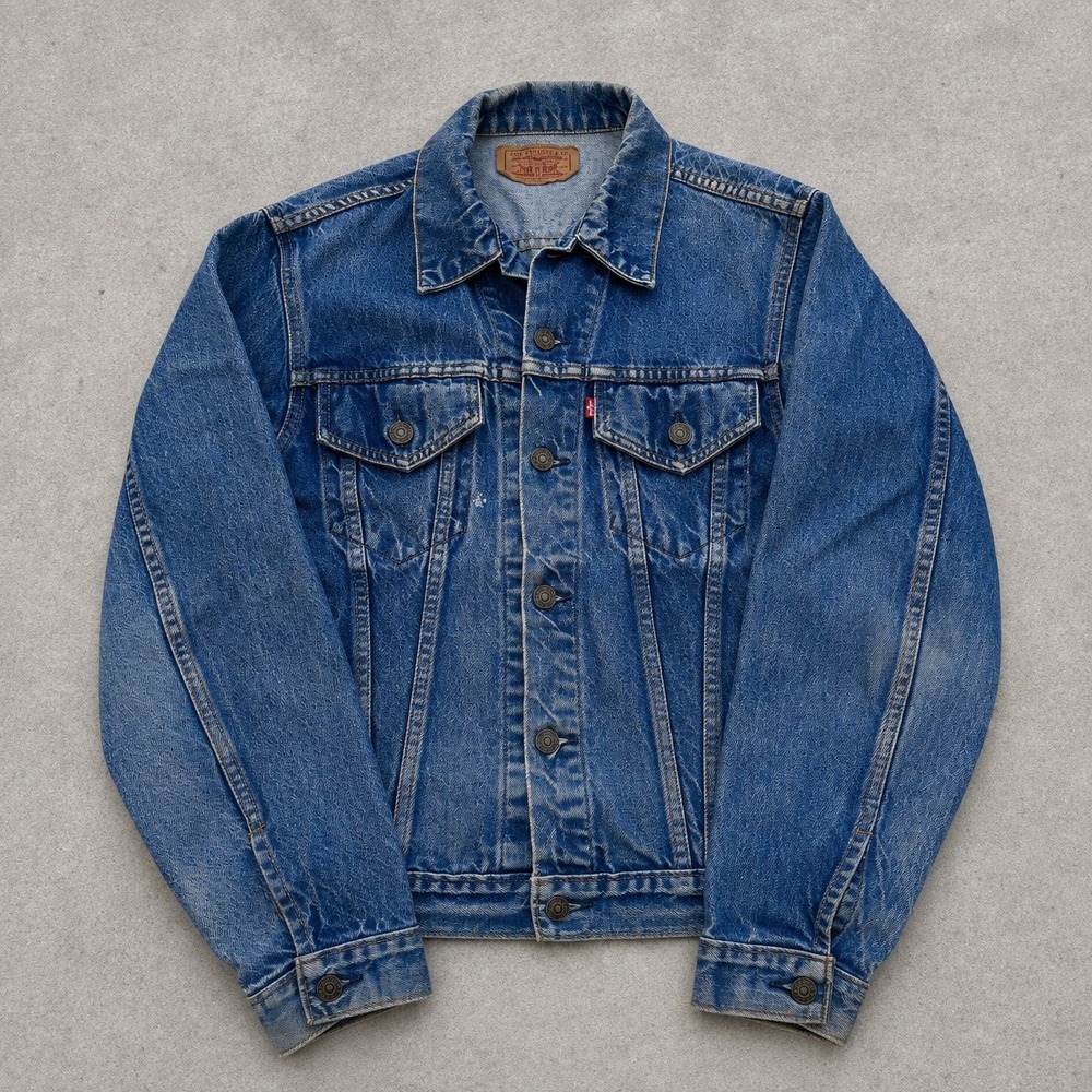 Vintage 80s Levis Type 3 Denim Trucker Jacket Made in USA Blue Mens 40L